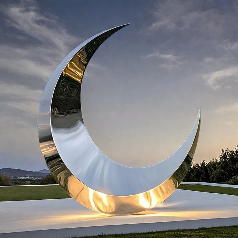 large Abstract Metal Moon Sculpture for Sale