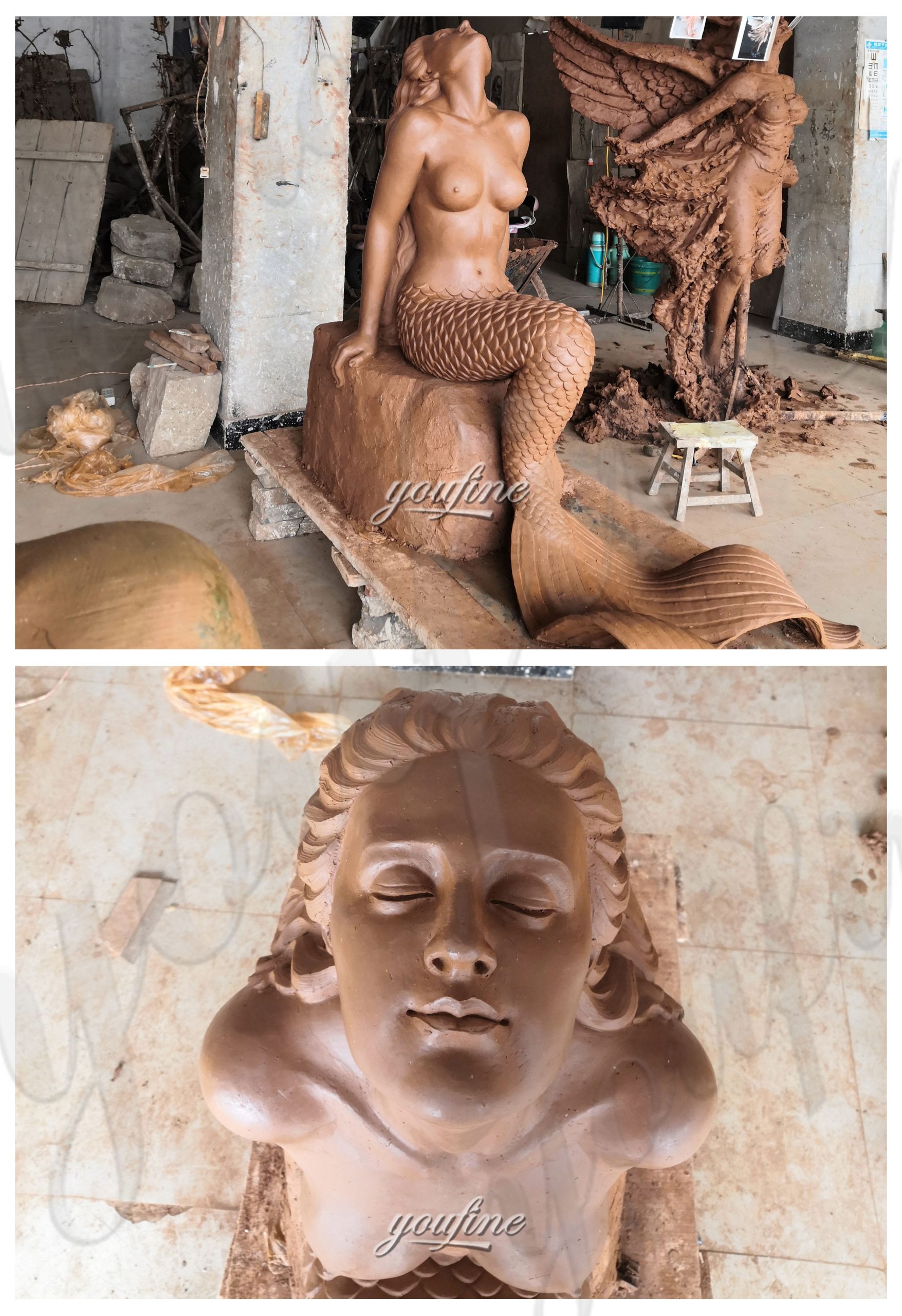 mermaid clay model