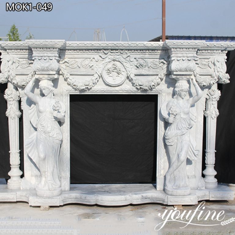 Indoor White Marble Fireplace Design Home Decor for Sale MOK1-049